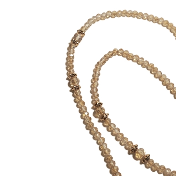 Druzy Quartz Pendant on 14" Neclace with Sparkly Champagne Pink Glass Beads NWT - Picture 3 of 8